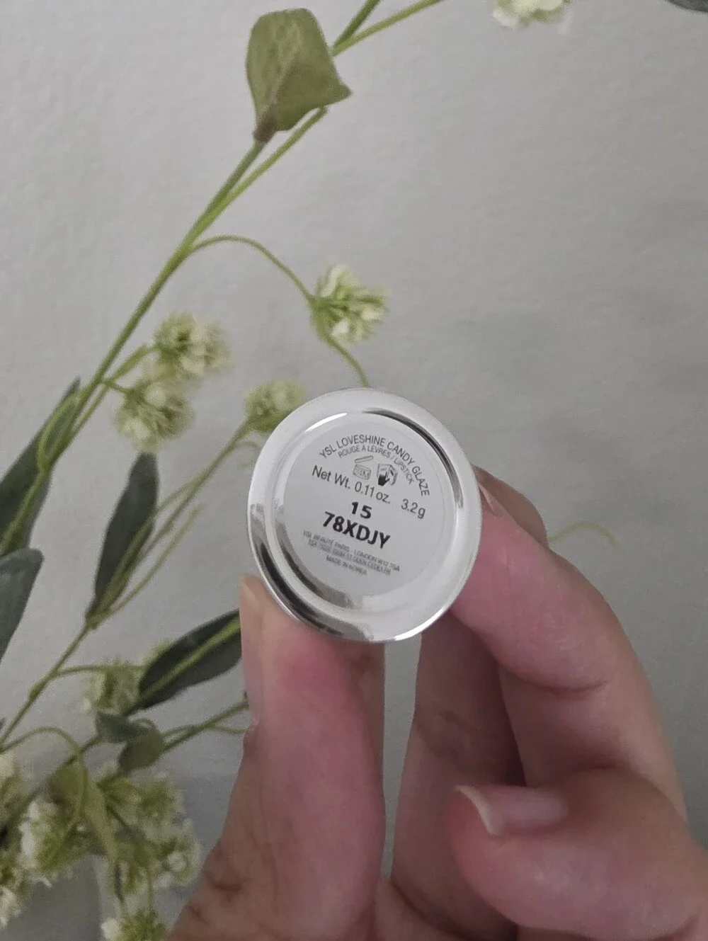 YSL Loveshine Candy Glaze Lip Gloss Stick #15 Showcasing Nude